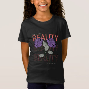 Beauty, repeated text With flowers T-Shirt