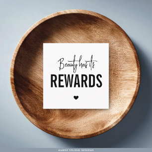 Beauty Rewards Black White Loyalty Square Business Card