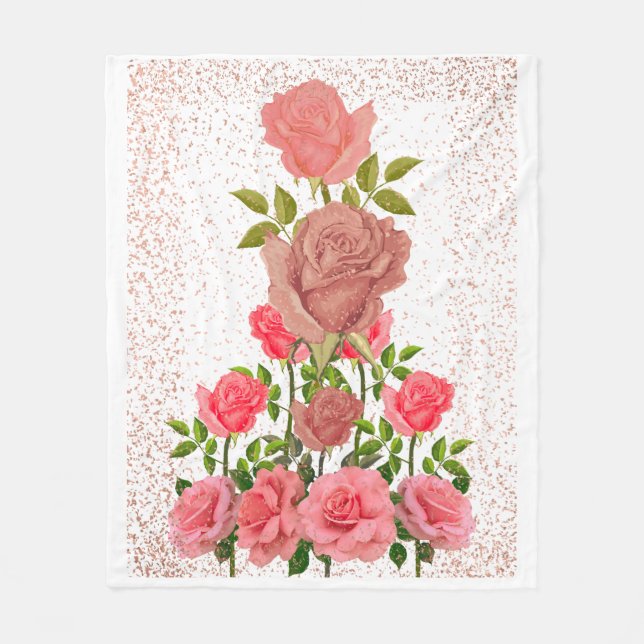 Beauty roses fleece blanket (Front)
