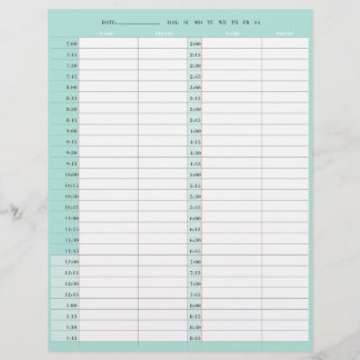 Beauty salon 1-day appointment book pages custom letterhead