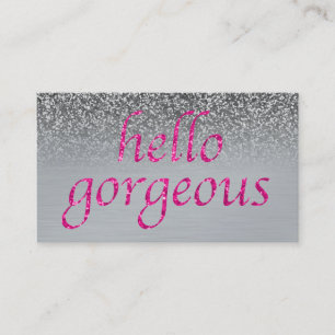 Beauty Salon Appointment Hello Gorgeous Pink Grey Card