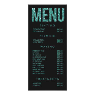 Beauty Salon Beautician Menu Price List