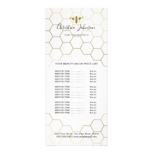 beauty salon bee design price list rack card