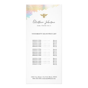 beauty salon bee logo price list rack card