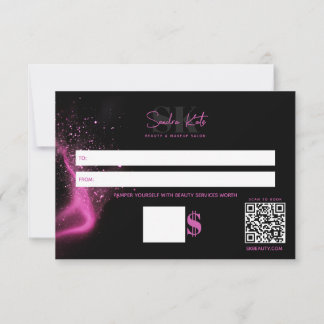 Beauty Salon Black Neon Pink Fill Amount Gift Card