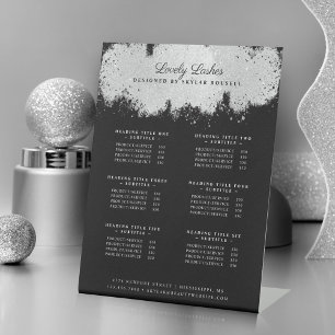 Beauty & Salon Black Sliver Luxury Service Prices Pedestal Sign