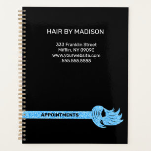 Beauty Salon Blue Faux Glitter Appointment   Planner