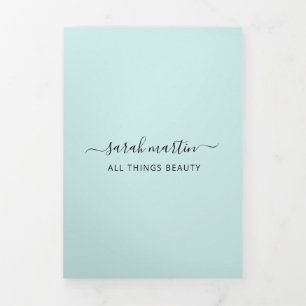 Beauty Salon Business Turquoise Trifold Brochure
