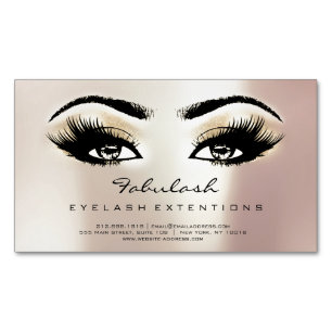 Beauty Salon Champaigne Rose Adress Makeup Lashes Magnetic Business Card