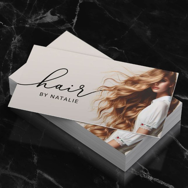 Beauty Salon Curly Hairstyle Girl Hair Stylist Business Card (Creator Uploaded)