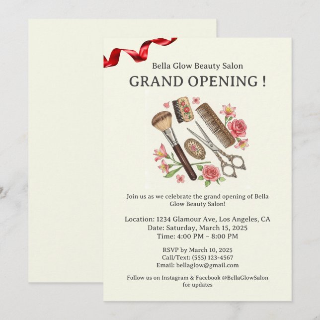 Beauty Salon Cute Grand Opening Invitation (Front/Back)