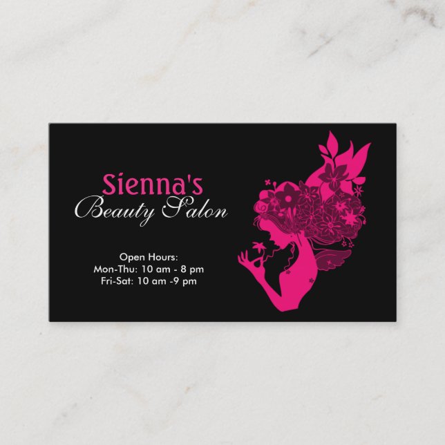 Beauty Salon (Deep Pink) Business Card (Front)