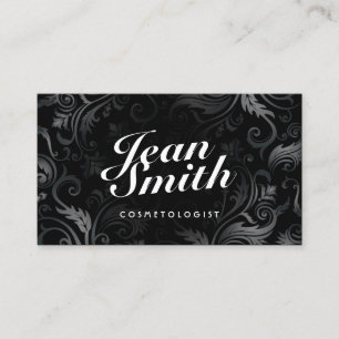 Beauty Salon Elegant Black Ornament Cosmetologist  Business Card