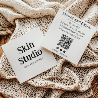 Beauty Salon Esthetician Skincare QR Code Square Business Card