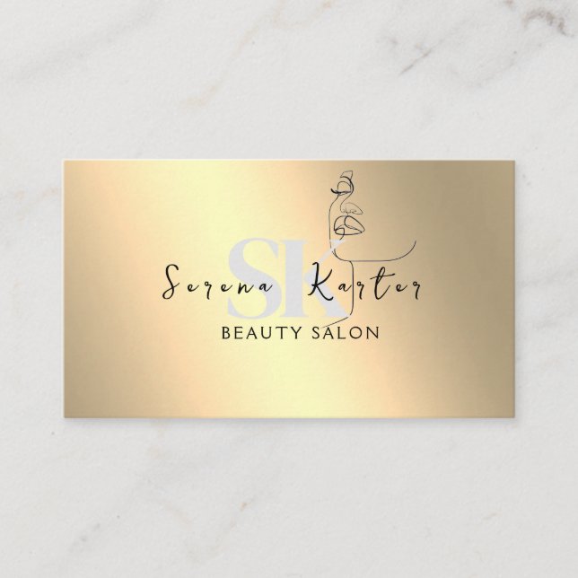 Beauty Salon Face Abstract Woman Modern Minimalism Business Card (Front)