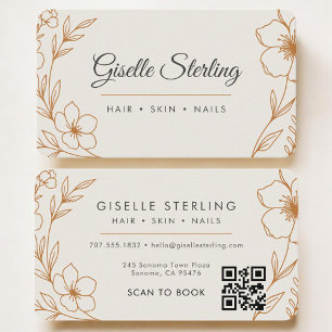 Beauty Salon Floral QR Code Professional Business Card