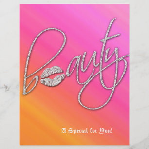 Beauty Salon Flyer Hair Pink Orange Silver Lips