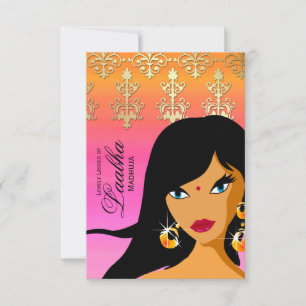 Beauty Salon Gift Card Invite Gold Pink Bindi 2