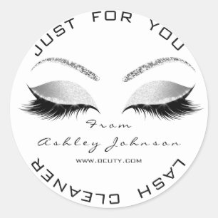 Beauty Salon Glitter Grey Black Whi Lashes Cleaner Classic Round Sticker