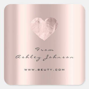 Beauty Salon Glitter Heart Pink Rose Eyes Square Sticker