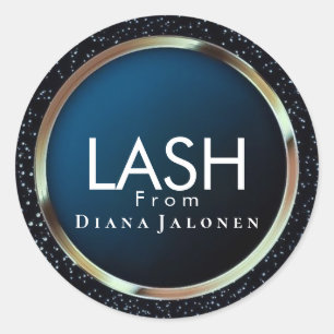 Beauty Salon Glitter Pink Lash Metal Silver Classic Round Sticker