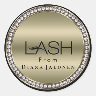 Beauty Salon Glitter Pink Lash Metal Silver Classic Round Sticker