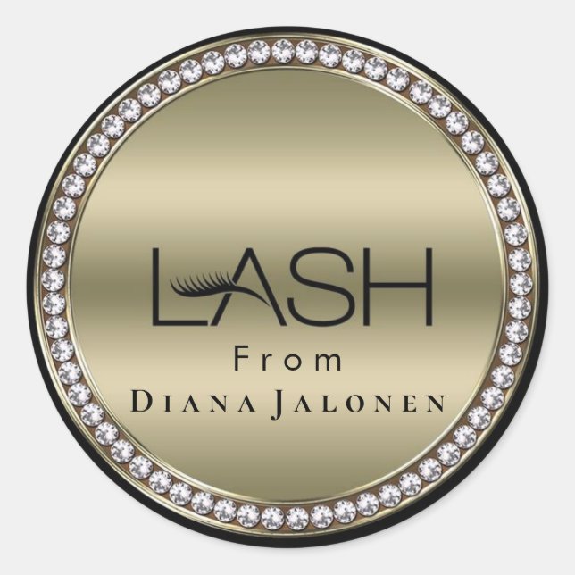 Beauty Salon Glitter Pink Lash Metal Silver Classic Round Sticker (Front)