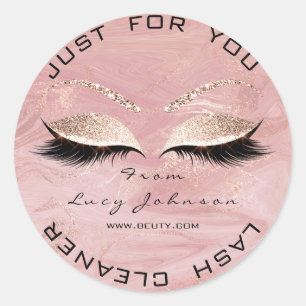 Beauty Salon Glitter Pink Marblel Lashes Cleaner Classic Round Sticker