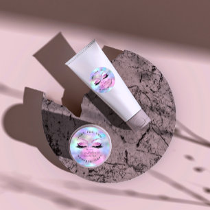 Beauty Salon Glitter Pink Ombre  Lashes Cleaner Classic Round Sticker