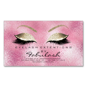 Beauty Salon Gold Glitter Adress Makeup Glam Magnetic Business Card