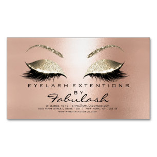 Beauty Salon Gold Glitter Adress Makeup Skinny Magnetic Business Card