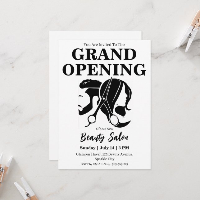 beauty salon grand opening invitation card (Front/Back In Situ)