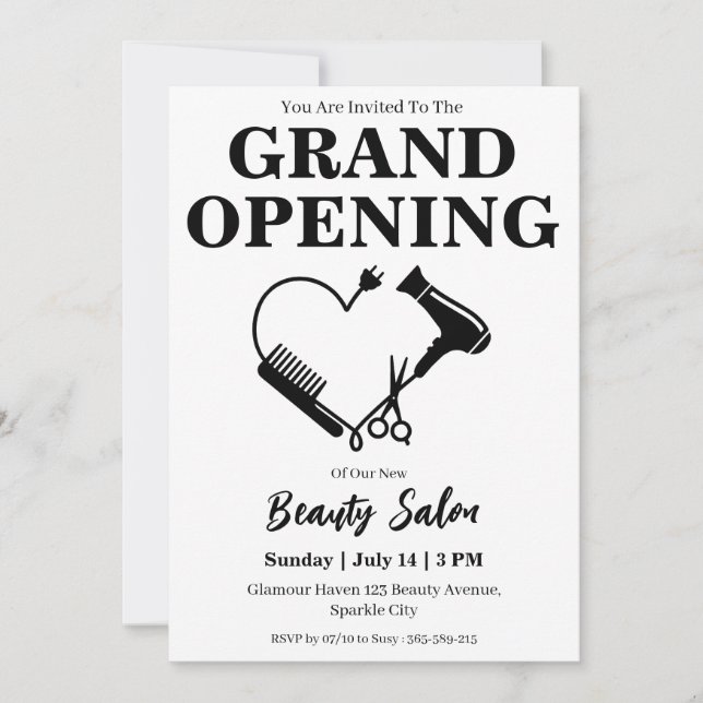beauty salon grand opening invitation card (Front)