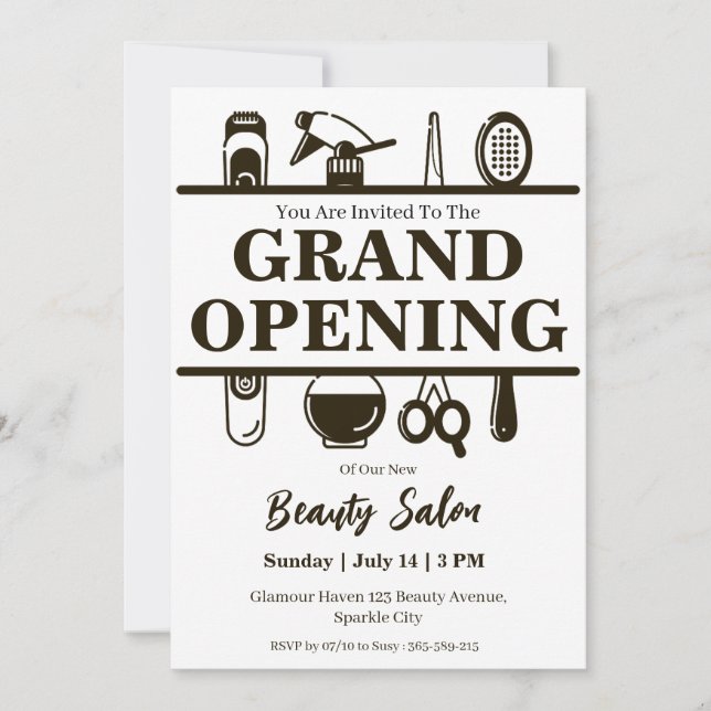 beauty salon grand opening invitation card (Front)
