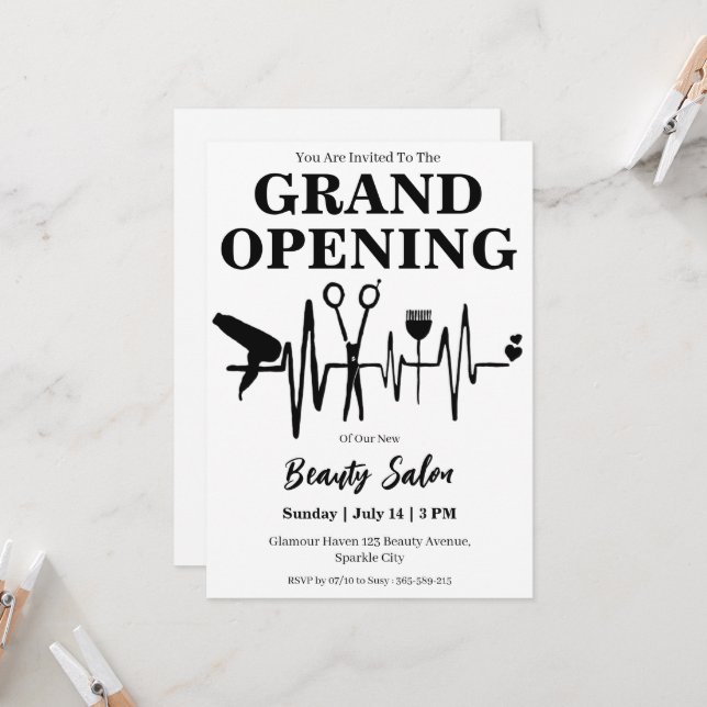 beauty salon grand opening invitation card (Front/Back In Situ)