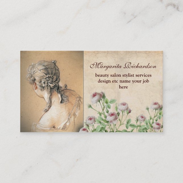 beauty salon hair design vintage business cards (Front)