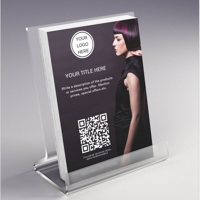 Beauty Salon Hair Stylist l Business Logo QR Code Flyer (Creator Uploaded)