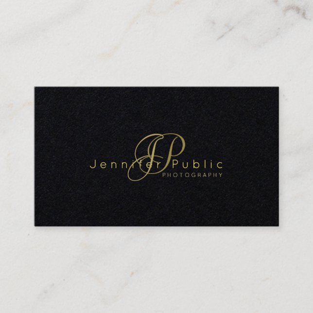 Beauty Salon Hair Stylist Photography Black Luxury Business Card (Front)
