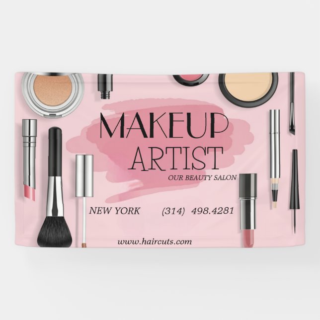 beauty salon haircut scissor makeup artist modern banner (Horizontal)