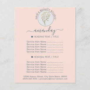 Beauty Salon Hairdresser Logo BlushBlue Price List Flyer