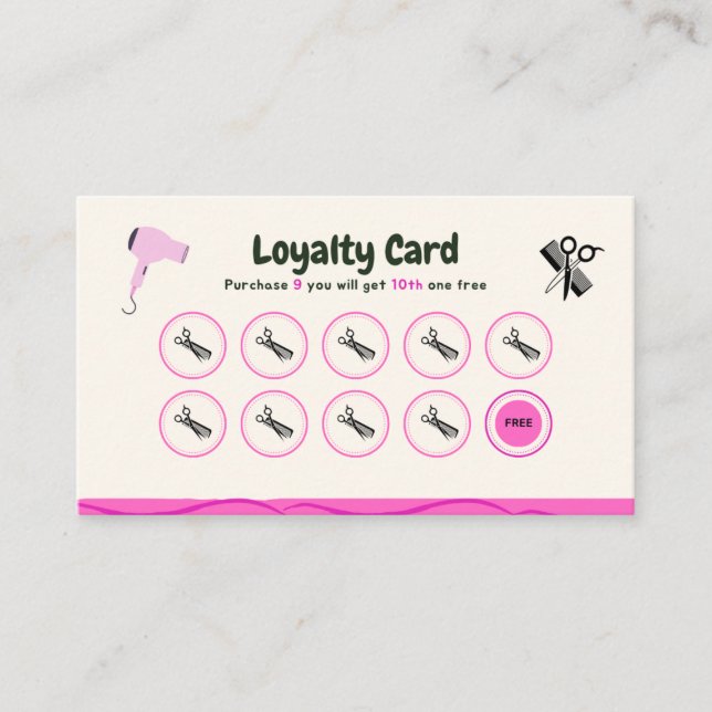 Beauty Salon Hairdresser Punch Card (Front)
