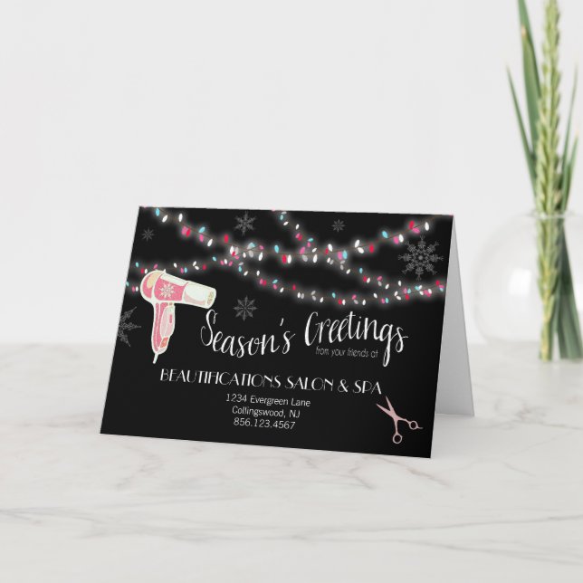 Beauty Salon Holiday Greeting Card (Front)
