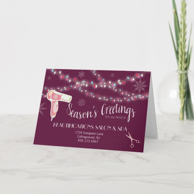 Beauty Salon Holiday Greeting Card (Front)