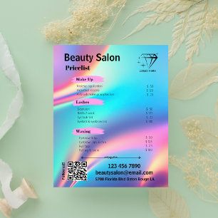 Beauty Salon Holographic Aesthetician Add Logo Flyer