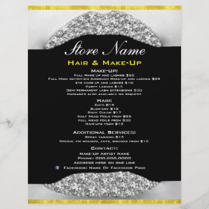 Beauty Salon List Of Services Flyer Diamonds Gold