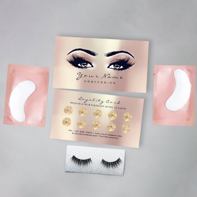Beauty Salon Loyalty Card Makeup Rose Lashes 10 (Creator Uploaded)