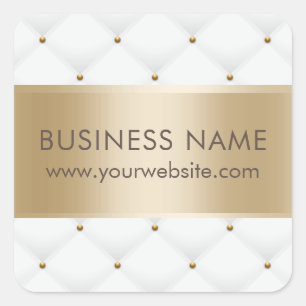 Beauty Salon Luxury Quilted Modern Gold & White Square Sticker