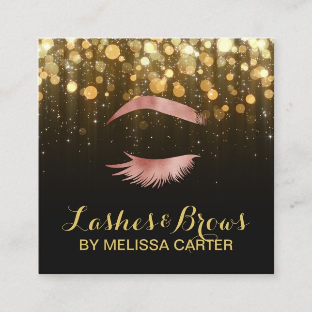 Beauty Salon Makeup Artist Brows Lash Extensions Square Business Card (Front)