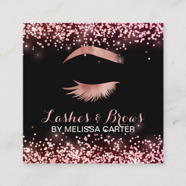 Beauty Salon Makeup Artist Brows Lash Extensions Square Business Card (Front)