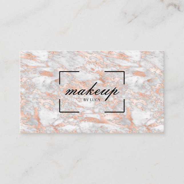  Beauty Salon Makeup Artist Rose Gold Marble  Business Card (Front)